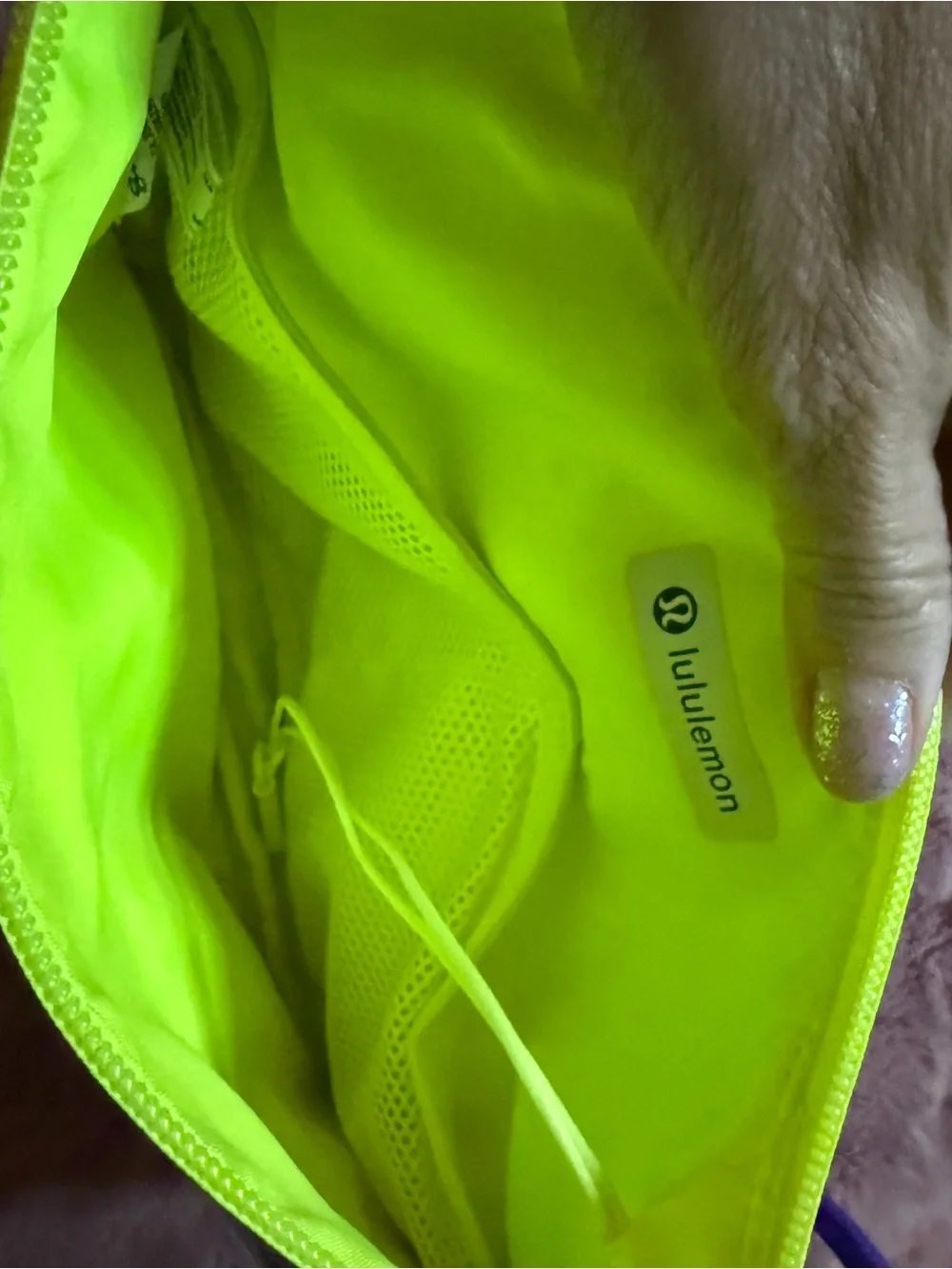 lululemon athletica Multicolor Crossbody Bag with Neon Yellow and Purple Strap